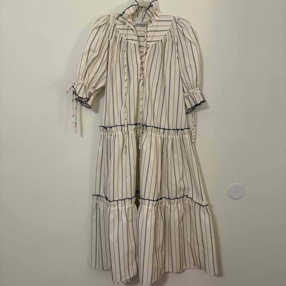 Hunter Bell Striped Cream and Black Maxi Dress Size XS